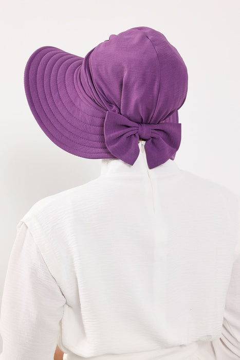 Modest Sun Protective Turban Bonnet with Removable Bow Brim for Women, 2-in-1 Aerobin Hijab Hat with Removable Brim,S-4A