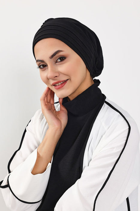 Modest Sun Protective Turban Bonnet with Removable Bow Brim for Women, 2-in-1 Aerobin Hijab Hat with Removable Brim,S-4A