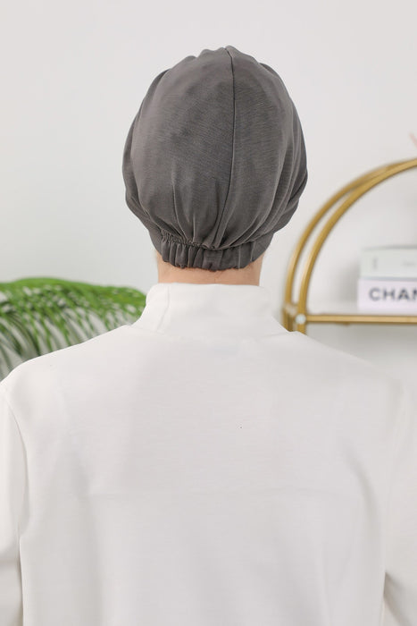 Pleated Instant Turban Hijab for Women, Soft Double Face Fabric Ready to Wear Modest Head Cover,B-19O