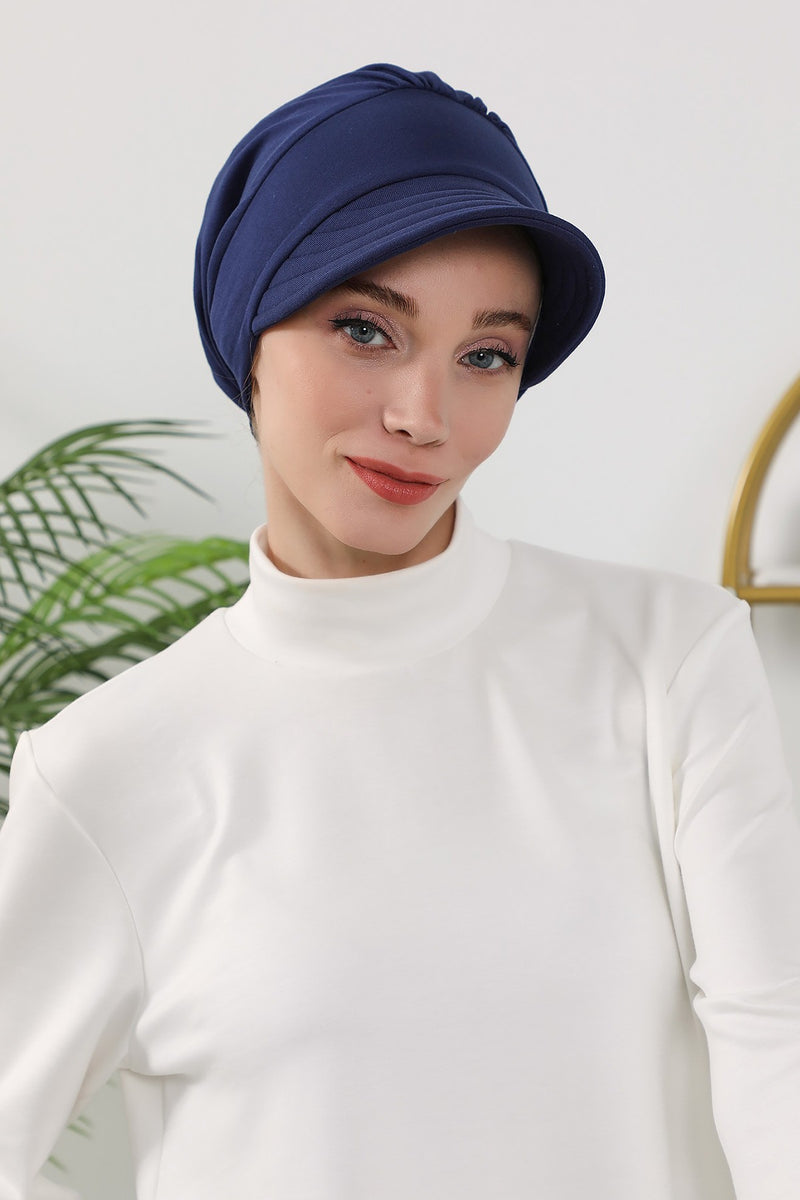 Women’s Turban Hat with Sun Visor, All Seasons Visor Turban Hat Headscarf for Women, Comfortable One Size Modest Head Cover,B-73O