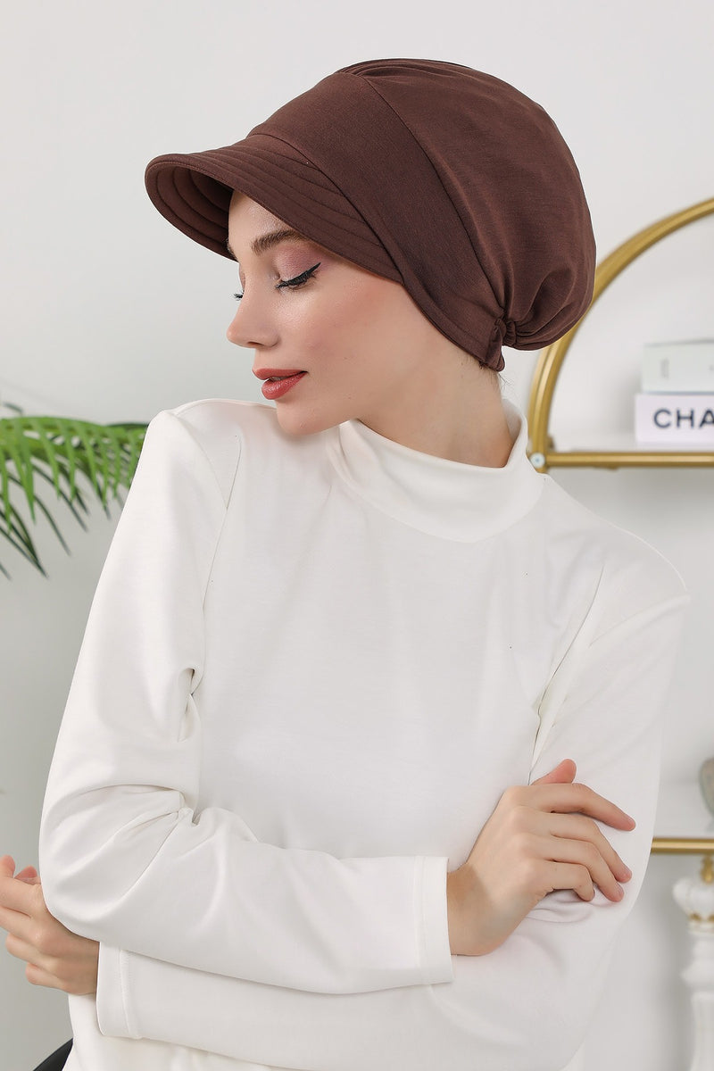 Women’s Turban Hat with Sun Visor, All Seasons Visor Turban Hat Headscarf for Women, Comfortable One Size Modest Head Cover,B-73O