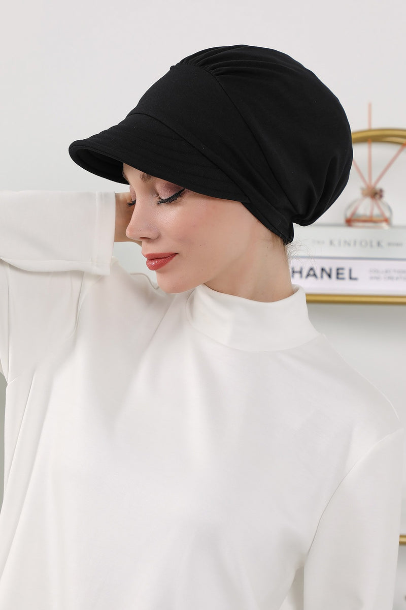 Women’s Turban Hat with Sun Visor, All Seasons Visor Turban Hat Headscarf for Women, Comfortable One Size Modest Head Cover,B-73O