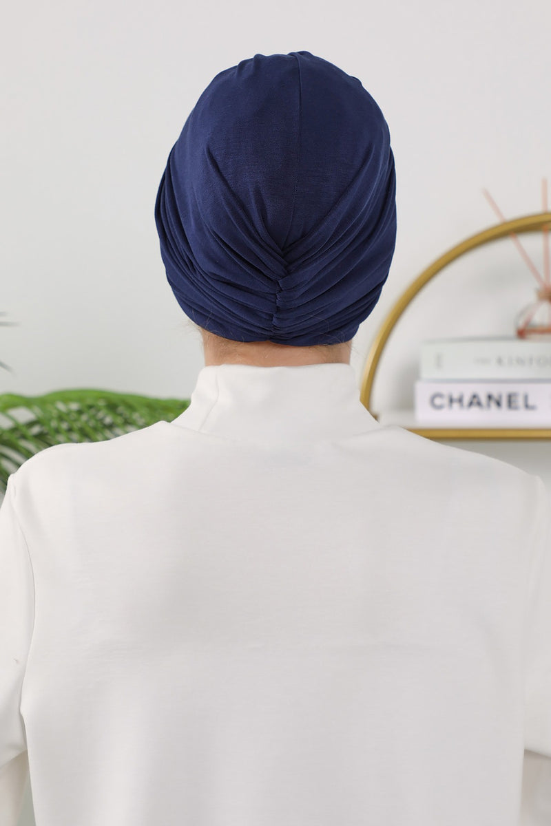 One Size Twist Front Bonnet Hijab, Soft Stretch Double Face Fabric Turban for Women, Modest All Seasons Underscarf Cap,B-9O