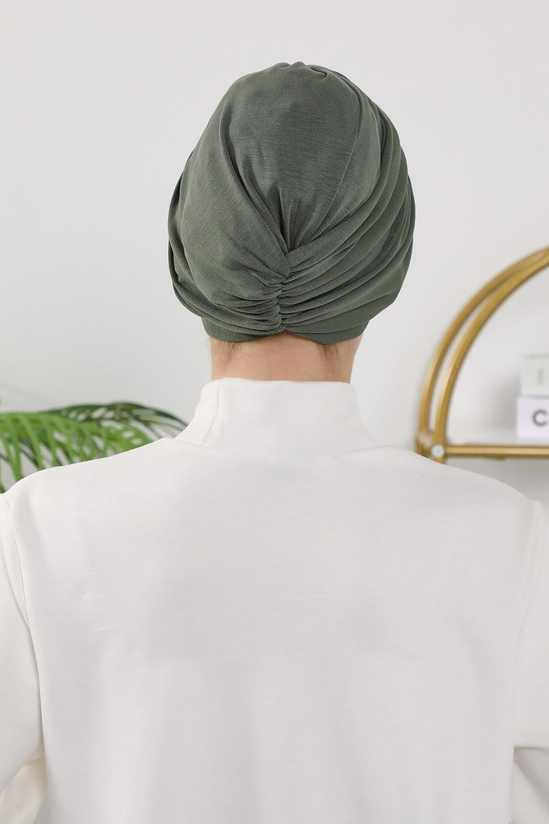 One Size Twist Front Bonnet Hijab, Soft Stretch Double Face Fabric Turban for Women, Modest All Seasons Underscarf Cap,B-9O