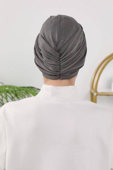 One Size Twist Front Bonnet Hijab, Soft Stretch Double Face Fabric Turban for Women, Modest All Seasons Underscarf Cap,B-9O