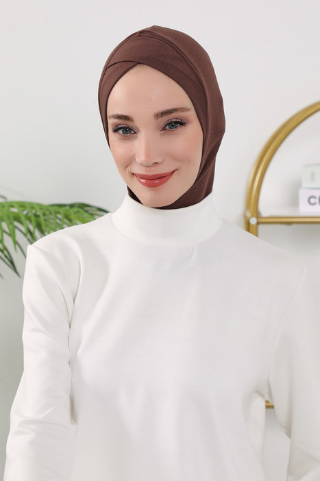 Women’s Minimalist Design Hijab Undercap for All Seasons, Soft Double Face Fabric Ninja Cap Under Scarf, Stretchy and Breathable Bonnet for All Seasons,TB-4O