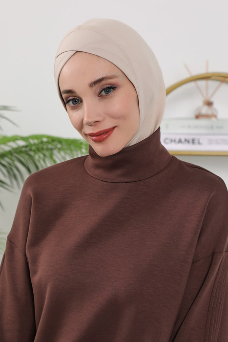 Women’s Minimalist Design Hijab Undercap for All Seasons, Soft Double Face Fabric Ninja Cap Under Scarf, Stretchy and Breathable Bonnet for All Seasons,TB-4O