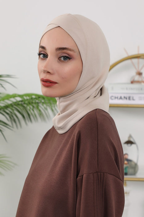 Women’s Minimalist Design Hijab Undercap for All Seasons, Soft Double Face Fabric Ninja Cap Under Scarf, Stretchy and Breathable Bonnet for All Seasons,TB-4O