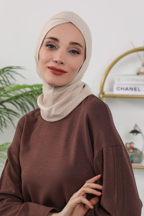 Women’s Minimalist Design Hijab Undercap for All Seasons, Soft Double Face Fabric Ninja Cap Under Scarf, Stretchy and Breathable Bonnet for All Seasons,TB-4O