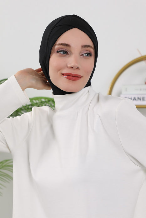 Women’s Minimalist Design Hijab Undercap for All Seasons, Soft Double Face Fabric Ninja Cap Under Scarf, Stretchy and Breathable Bonnet for All Seasons,TB-4O