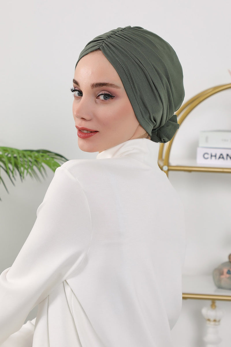 Floral Design Instant Turban Hijab for All Seasons, Ready to Wear Headscarf with Rose Accent, Soft Stretchy Fabric, Comfortable One Size Head Cover for Women,B-21O