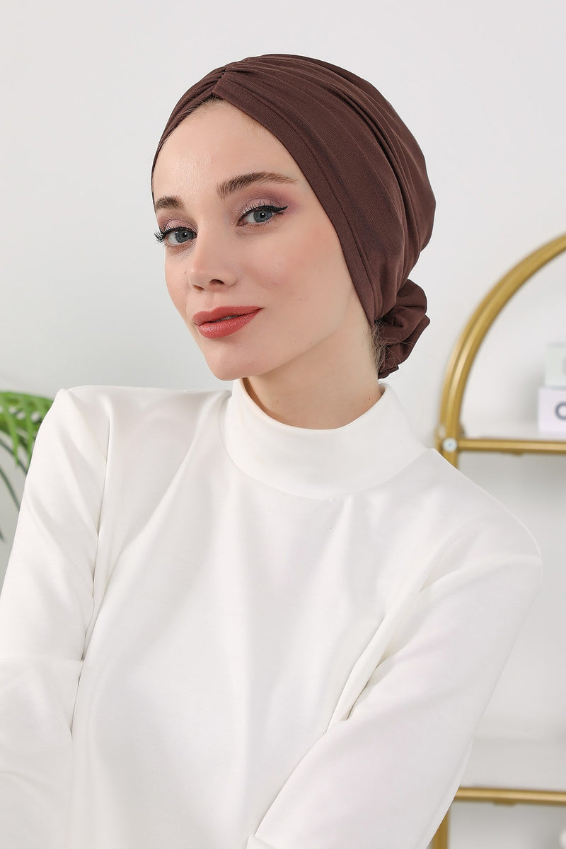 Floral Design Instant Turban Hijab for All Seasons, Ready to Wear Headscarf with Rose Accent, Soft Stretchy Fabric, Comfortable One Size Head Cover for Women,B-21O