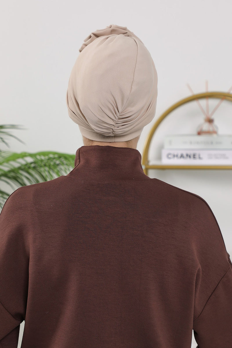 Floral Design Instant Turban Hijab for All Seasons, Ready to Wear Headscarf with Rose Accent, Soft Stretchy Fabric, Comfortable One Size Head Cover for Women,B-21O