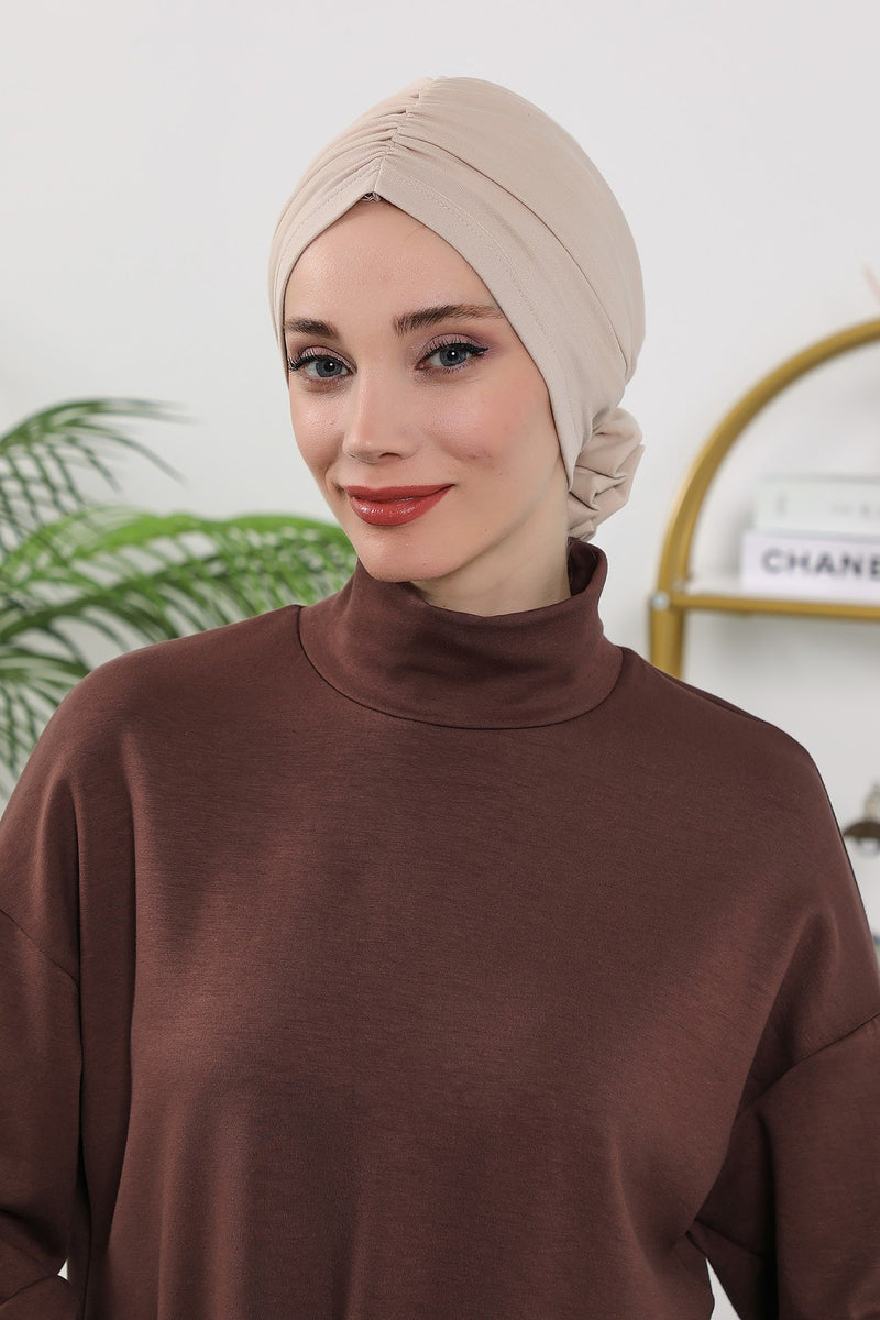 Floral Design Instant Turban Hijab for All Seasons, Ready to Wear Headscarf with Rose Accent, Soft Stretchy Fabric, Comfortable One Size Head Cover for Women,B-21O