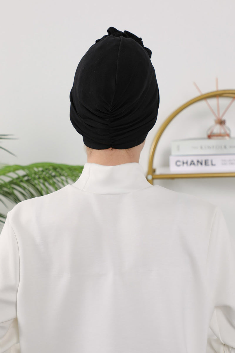 Floral Design Instant Turban Hijab for All Seasons, Ready to Wear Headscarf with Rose Accent, Soft Stretchy Fabric, Comfortable One Size Head Cover for Women,B-21O