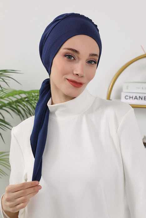 All Seasons Instant Turban Headscarf for Women, Stretchy Double Face Fabric Hijab Cap, Ready to Wear One Size Modest Headwrap,B-49O