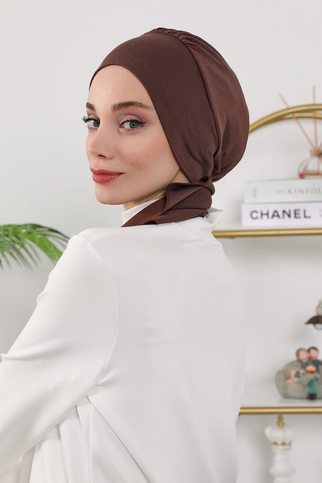 All Seasons Instant Turban Headscarf for Women, Stretchy Double Face Fabric Hijab Cap, Ready to Wear One Size Modest Headwrap,B-49O