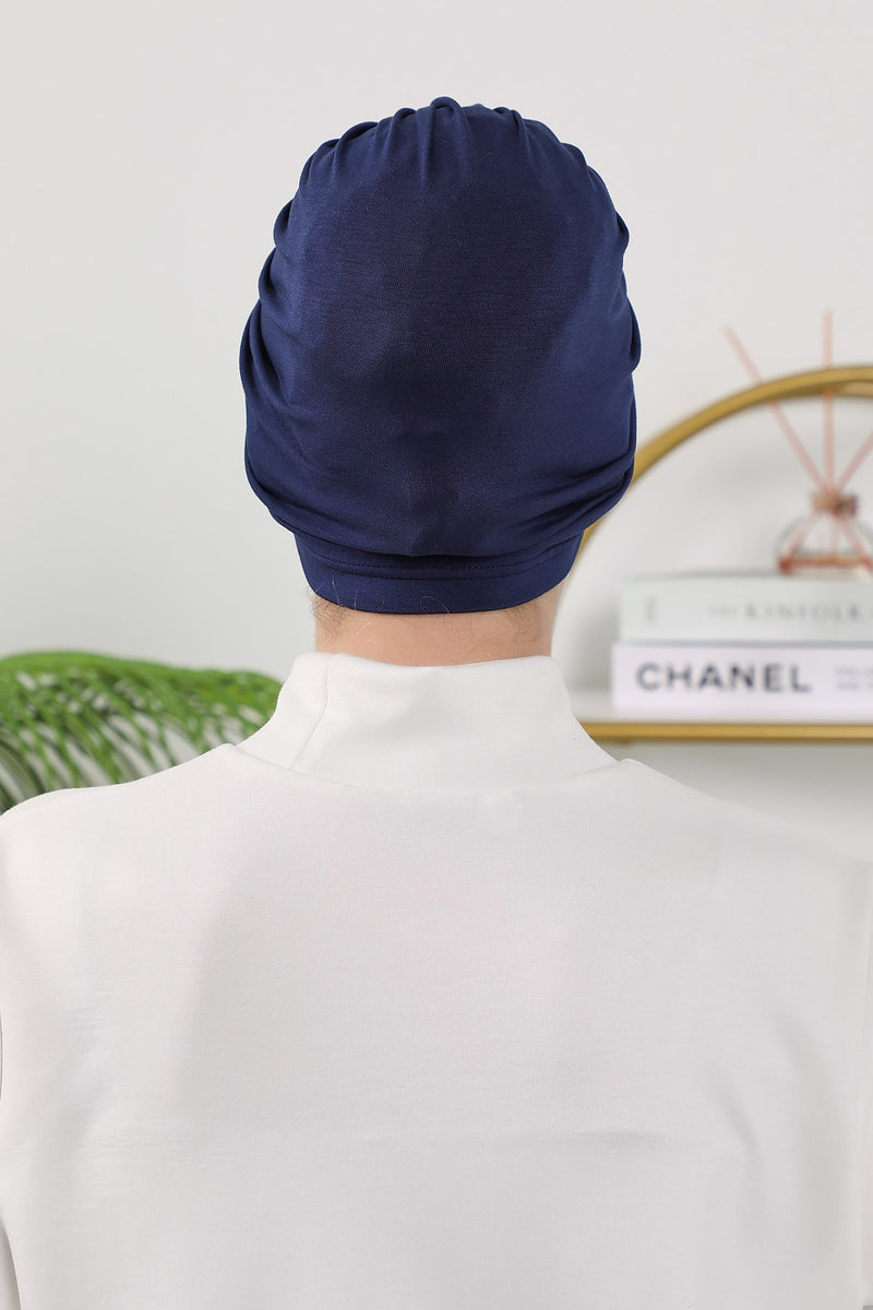 Stretchy All Season Turban Underscarf with Twist Front Design, Ready to Wear Women Bonnet for Daily Modest Wear,B-68O