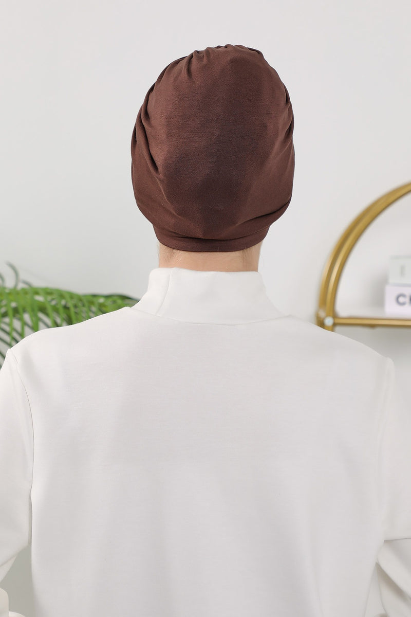 Stretchy All Season Turban Underscarf with Twist Front Design, Ready to Wear Women Bonnet for Daily Modest Wear,B-68O