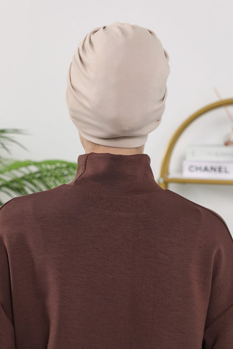 Stretchy All Season Turban Underscarf with Twist Front Design, Ready to Wear Women Bonnet for Daily Modest Wear,B-68O