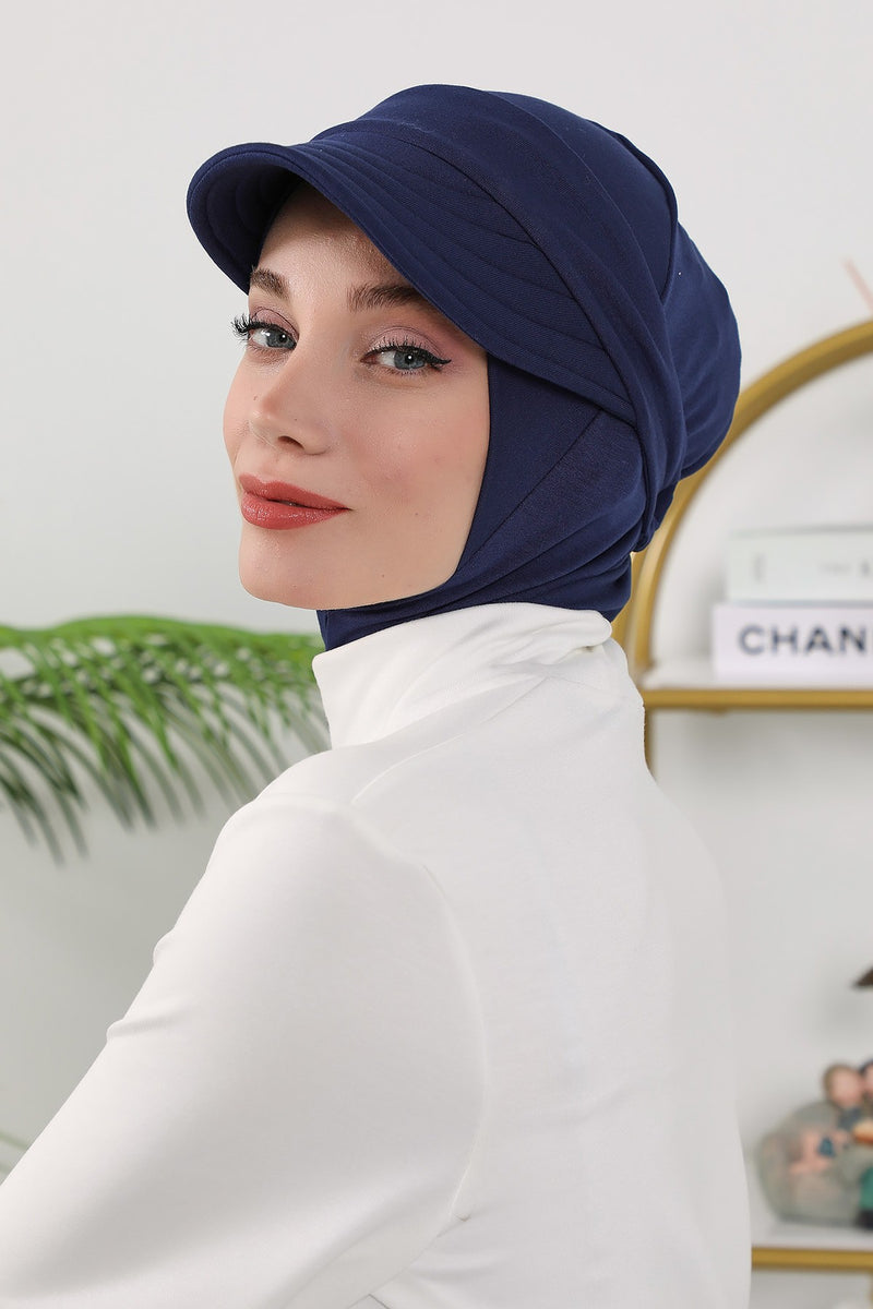 2 in 1 Modest Hijab Bonnet with Removable Visor, Instant Full Coverage Underscarf for Everyday Wear,B-82O