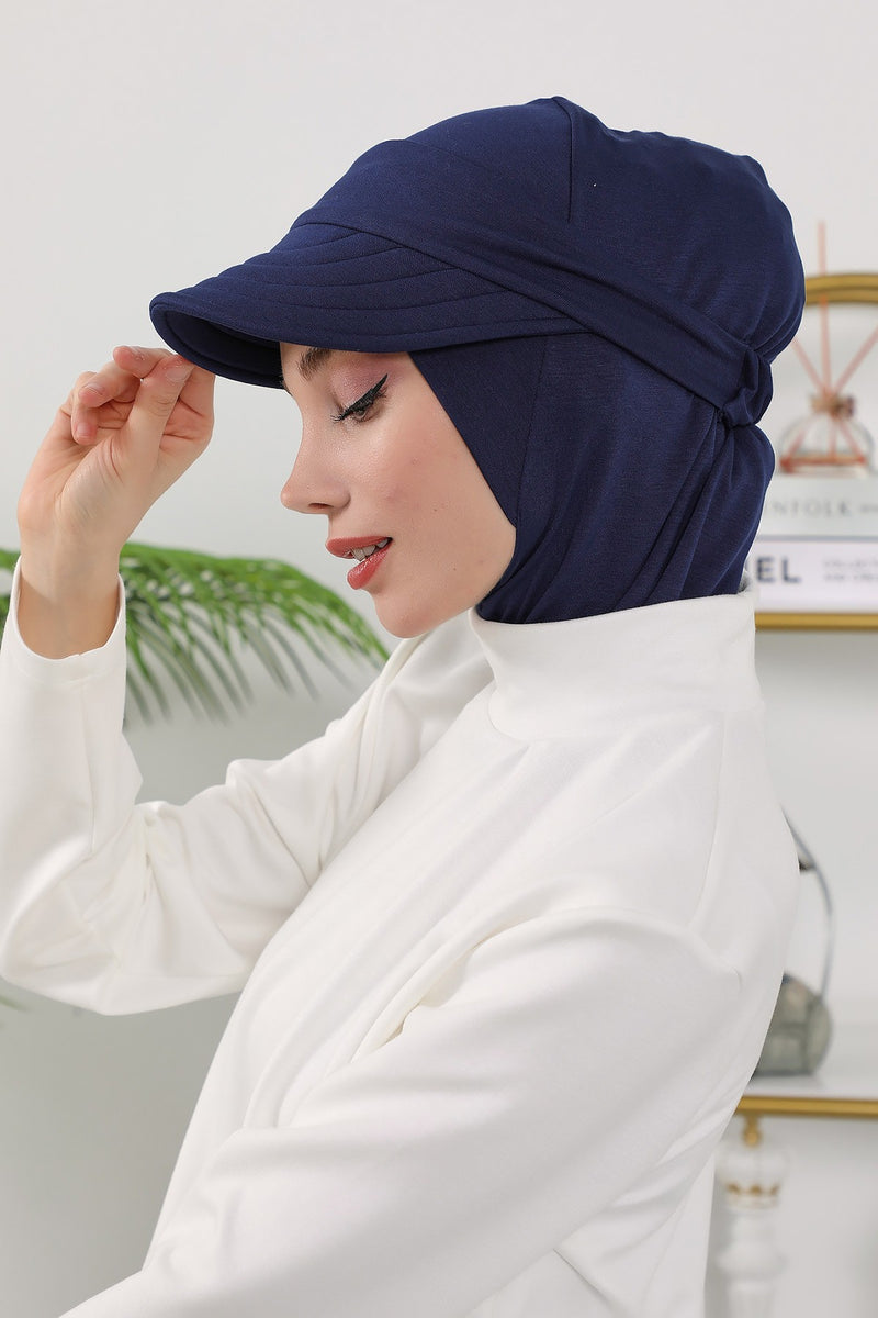 2 in 1 Modest Hijab Bonnet with Removable Visor, Instant Full Coverage Underscarf for Everyday Wear,B-82O