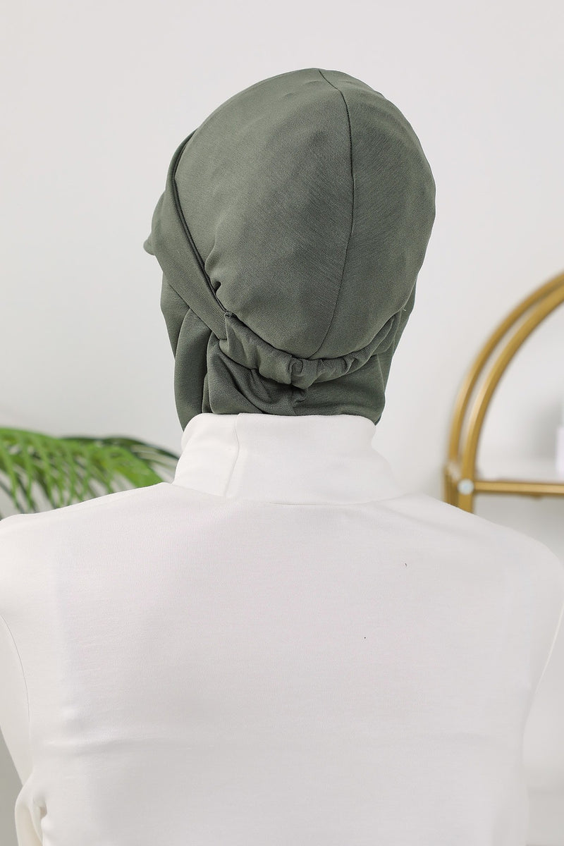 2 in 1 Modest Hijab Bonnet with Removable Visor, Instant Full Coverage Underscarf for Everyday Wear,B-82O