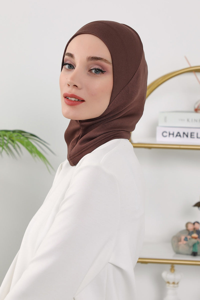 2 in 1 Modest Hijab Bonnet with Removable Visor, Instant Full Coverage Underscarf for Everyday Wear,B-82O