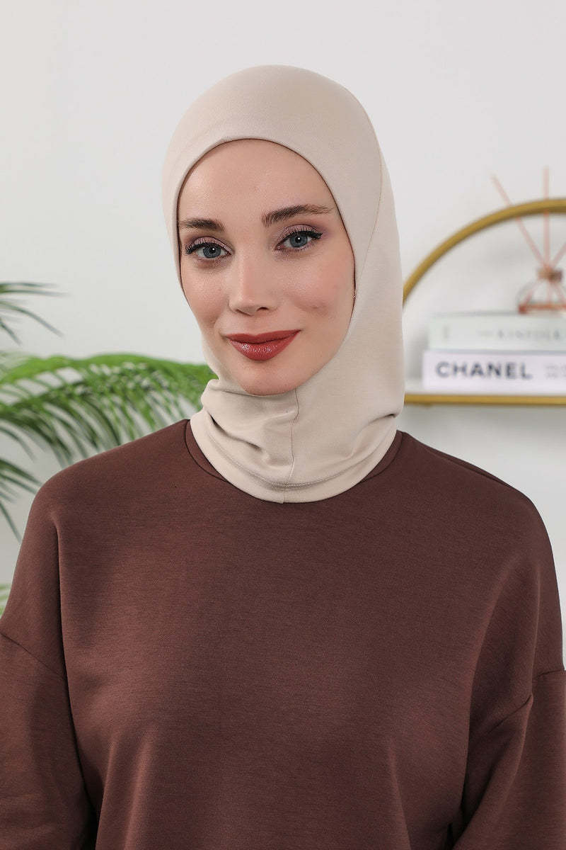 2 in 1 Modest Hijab Bonnet with Removable Visor, Instant Full Coverage Underscarf for Everyday Wear,B-82O