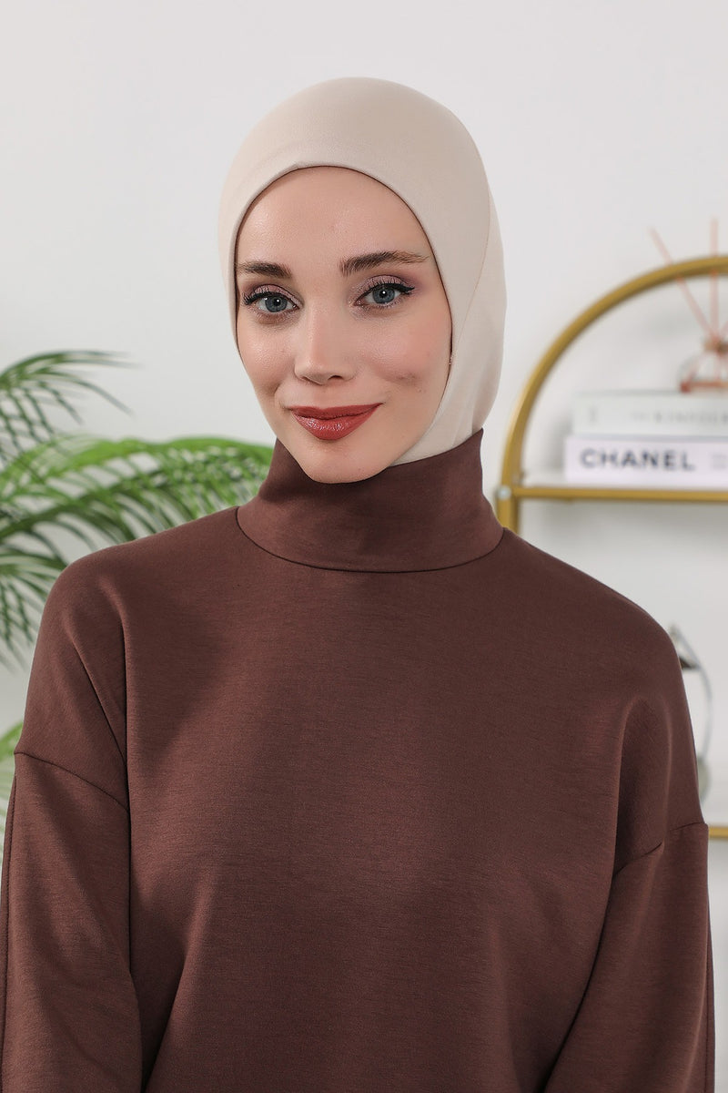 2 in 1 Modest Hijab Bonnet with Removable Visor, Instant Full Coverage Underscarf for Everyday Wear,B-82O