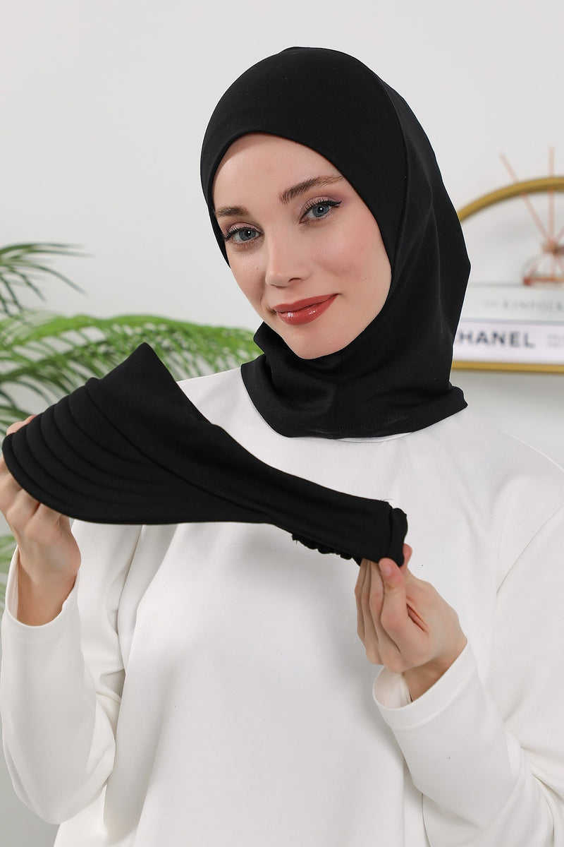 2 in 1 Modest Hijab Bonnet with Removable Visor, Instant Full Coverage Underscarf for Everyday Wear,B-82O