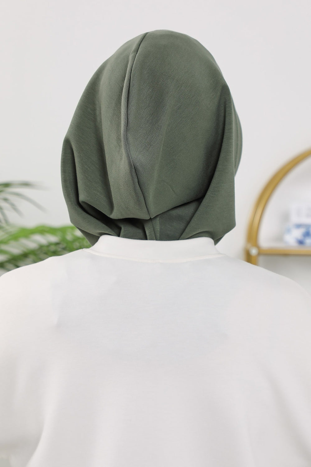Instant Pleated Hijab Bonnet with Neck Cover, Full Coverage Ready to Wear Underscarf for Modest Women,B-87O Army Green