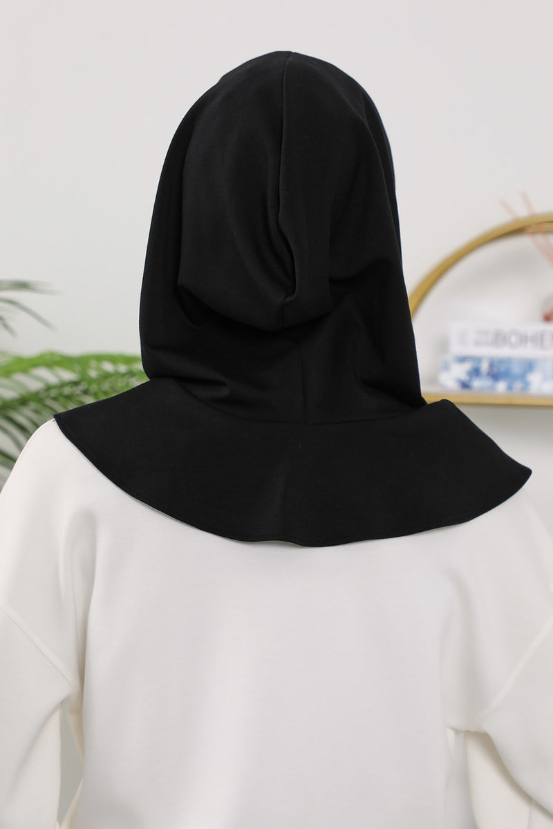 Instant Pleated Hijab Bonnet with Neck Cover, Full Coverage Ready to Wear Underscarf for Modest Women,B-87O