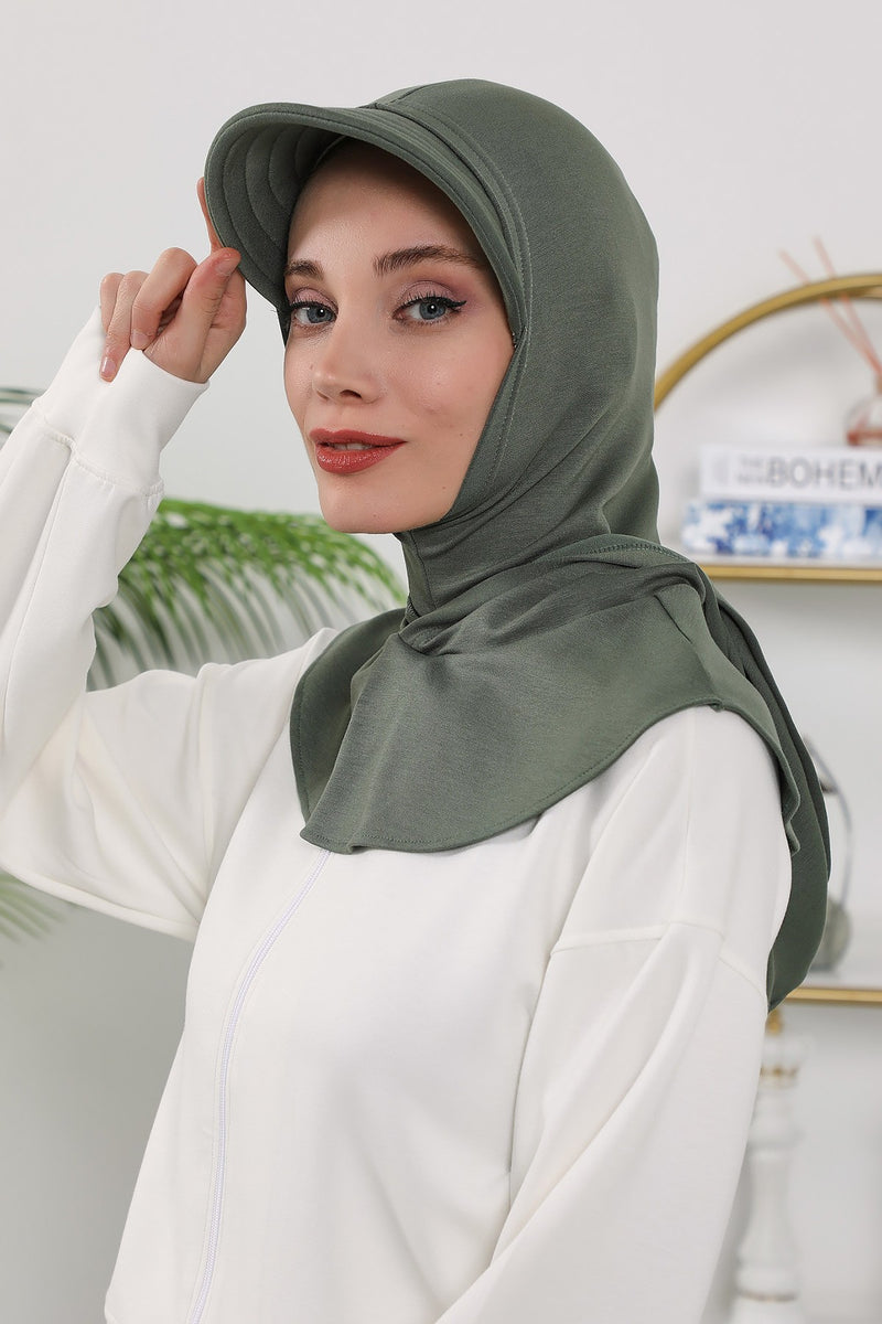 Full Coverage Bonnet Hijab with Visor, Ready to Wear Modest Visor Underscarf Bonnet with Neck Cover for All Seasons,B-88O