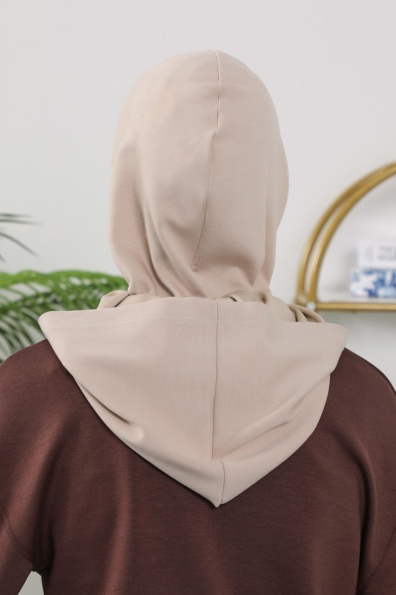 Full Coverage Bonnet Hijab with Visor, Ready to Wear Modest Visor Underscarf Bonnet with Neck Cover for All Seasons,B-88O