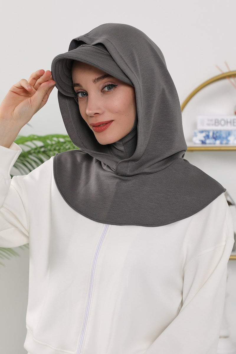 Full Coverage Bonnet Hijab with Visor, Ready to Wear Modest Visor Underscarf Bonnet with Neck Cover for All Seasons,B-88O