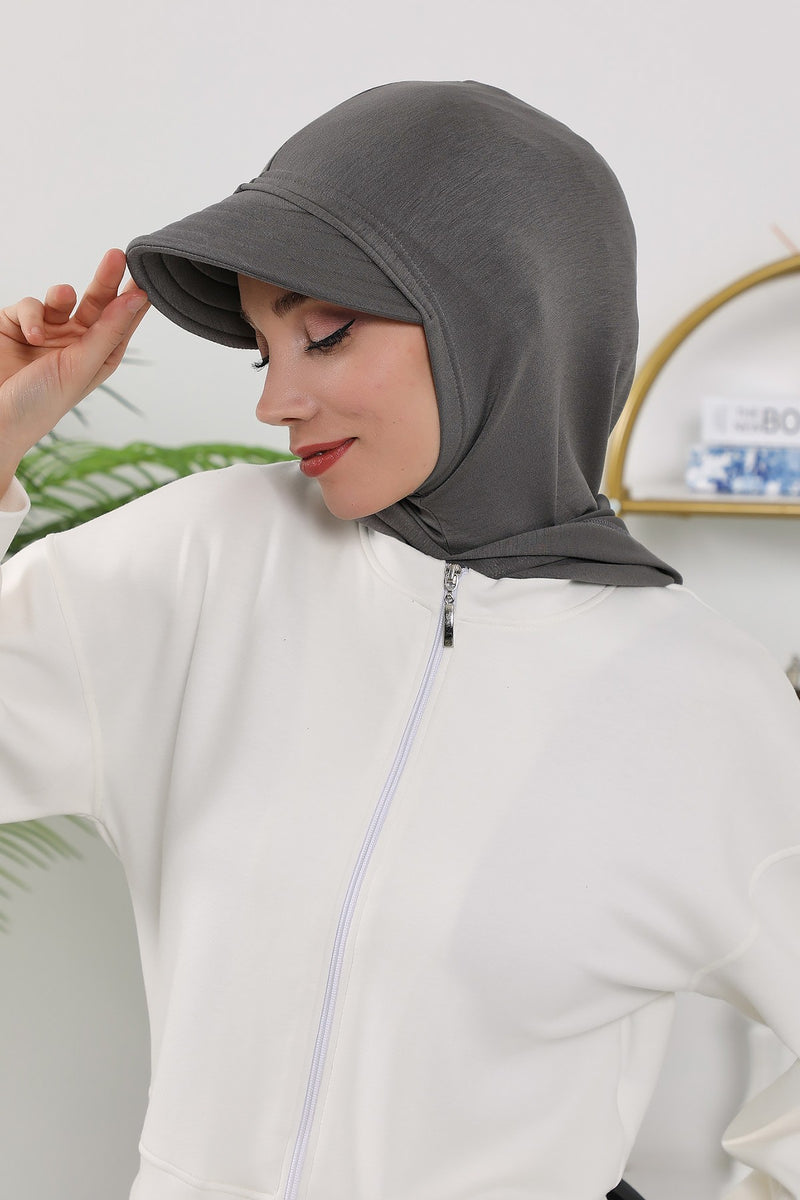 Full Coverage Bonnet Hijab with Visor, Ready to Wear Modest Visor Underscarf Bonnet with Neck Cover for All Seasons,B-88O