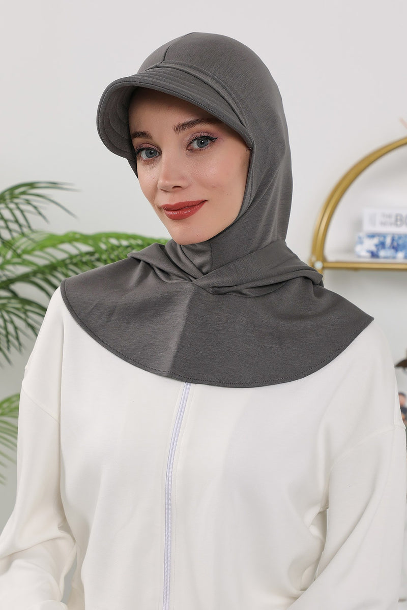 Full Coverage Bonnet Hijab with Visor, Ready to Wear Modest Visor Underscarf Bonnet with Neck Cover for All Seasons,B-88O