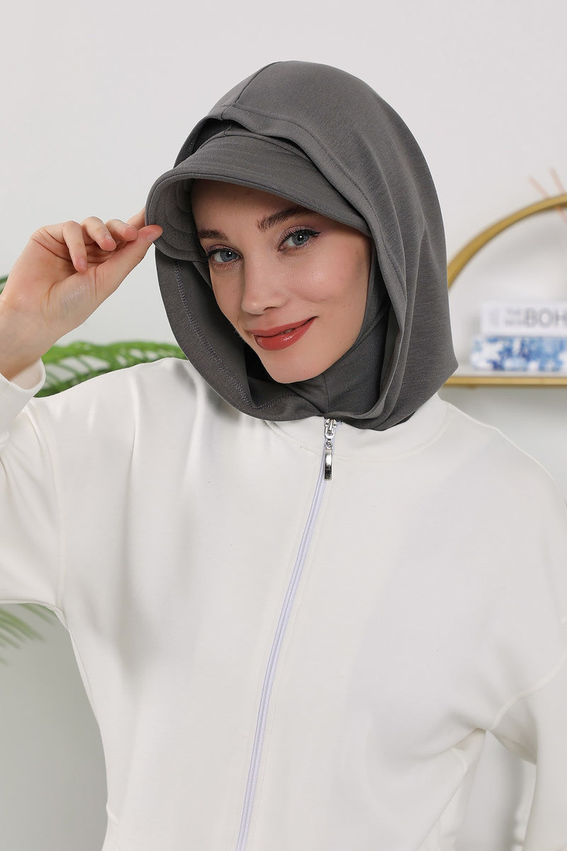 Full Coverage Bonnet Hijab with Visor, Ready to Wear Modest Visor Underscarf Bonnet with Neck Cover for All Seasons,B-88O