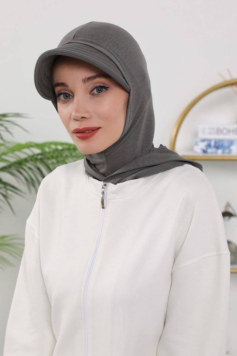 Full Coverage Bonnet Hijab with Visor, Ready to Wear Modest Visor Underscarf Bonnet with Neck Cover for All Seasons,B-88O