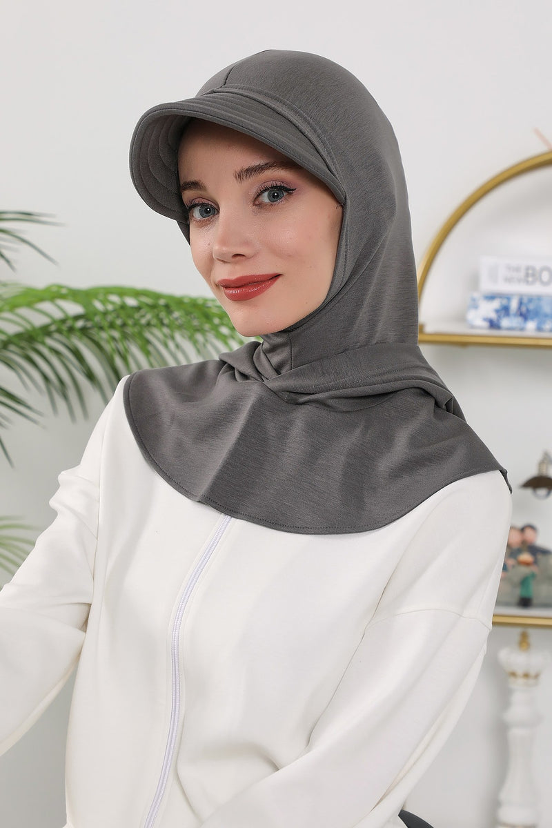 Full Coverage Bonnet Hijab with Visor, Ready to Wear Modest Visor Underscarf Bonnet with Neck Cover for All Seasons,B-88O