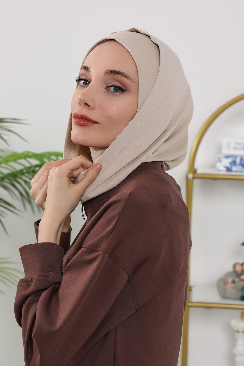 Full Coverage Instant Women Bonnet, All Season Ready-to-Wear Hijab Bonnet with Neck Coverage,B-89O