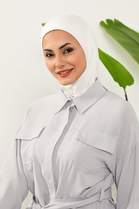 2-in-1 Hijab Bonnet with Removable Printed Visor, Detachable Visor Ninja Undercap Hijab Bonnet with Patterned Brim,B-91D