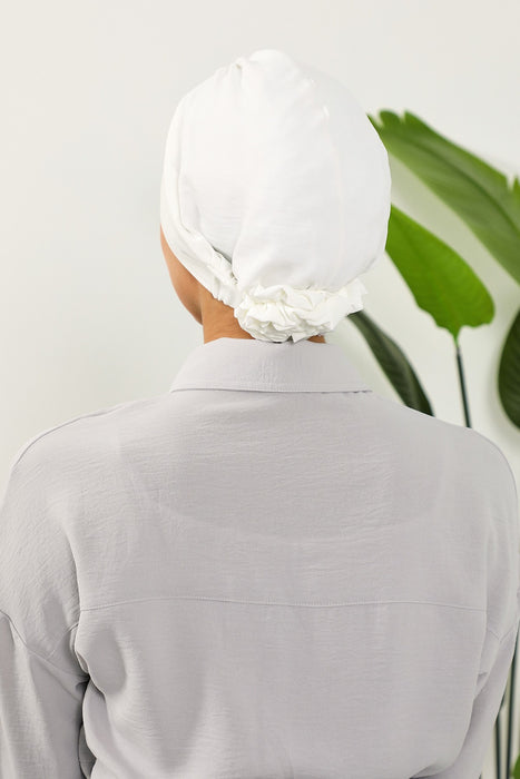 Pre-Tied Aerobin Turban Bonnet Cap with Rose Figure at the Back Side, Lightweight Instant Turban Bonnet, Velvet Chemo Headwear,B-53A