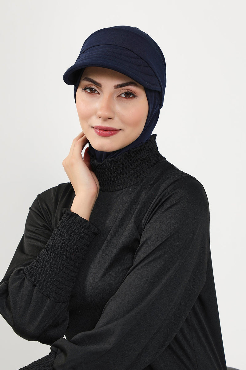 Modest Swim Turban with Detachable Visor, Quick Dry Ninja Cap for Women, Salt-Resistant Sea Bonnet Hijab,B-82SN