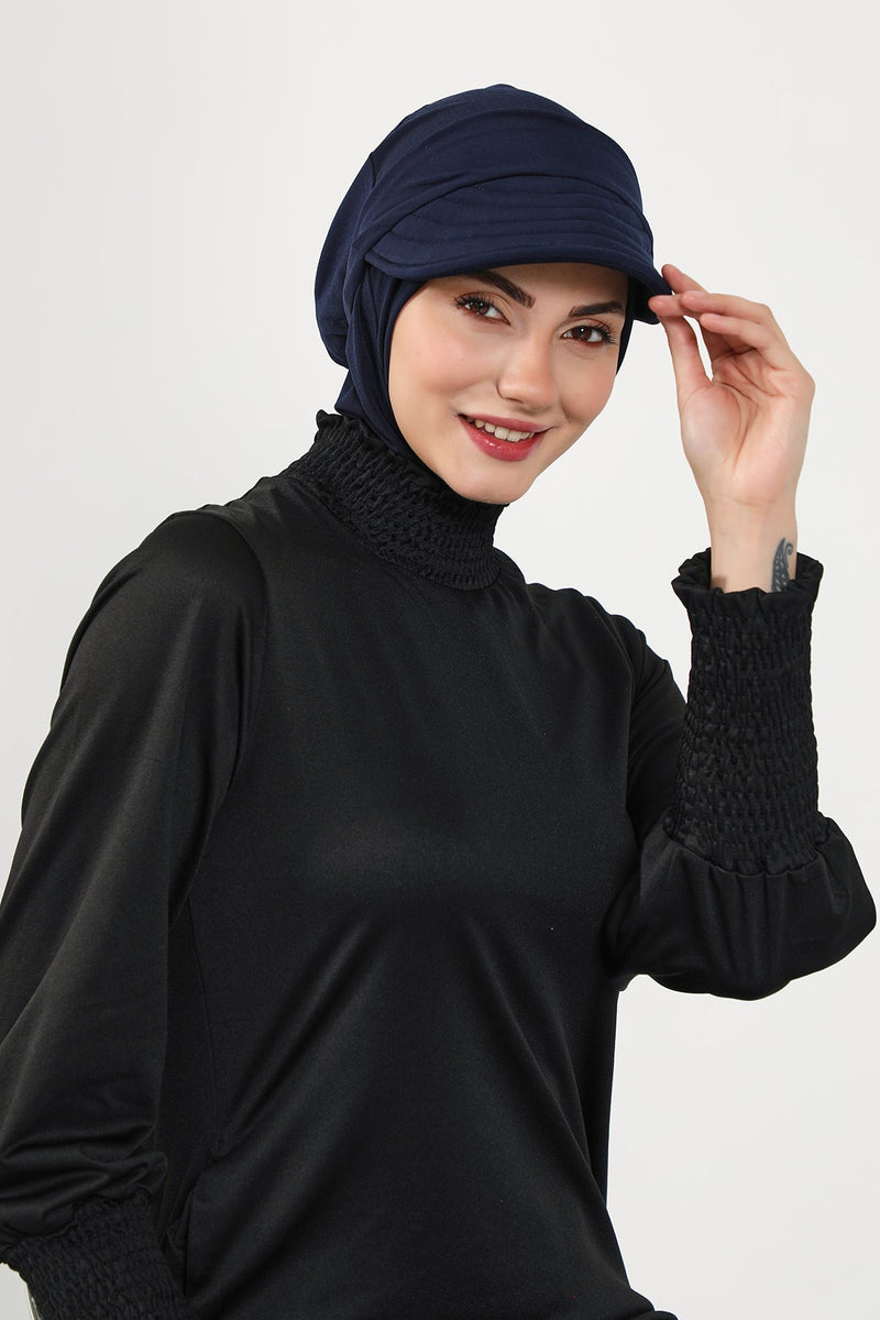 Modest Swim Turban with Detachable Visor, Quick Dry Ninja Cap for Women, Salt-Resistant Sea Bonnet Hijab,B-82SN