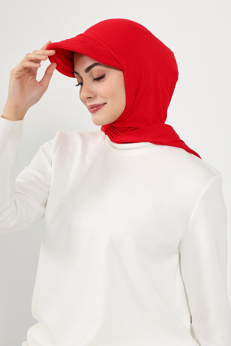 Full Coverage Cotton Bonnet Hijab with Visor, Ready to Wear Modest Visor Underscarf Bonnet with Neck Cover,B-88P