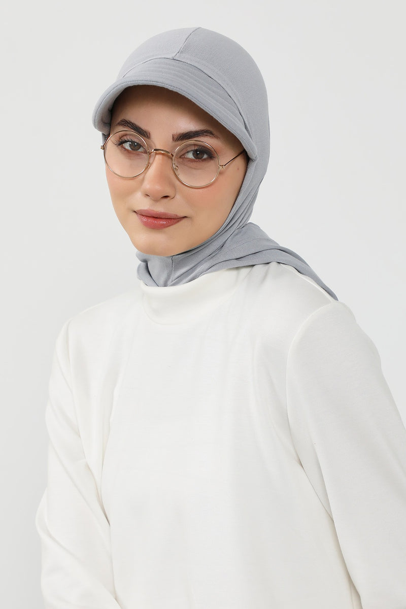 Full Coverage Cotton Bonnet Hijab with Visor, Ready to Wear Modest Visor Underscarf Bonnet with Neck Cover,B-88P