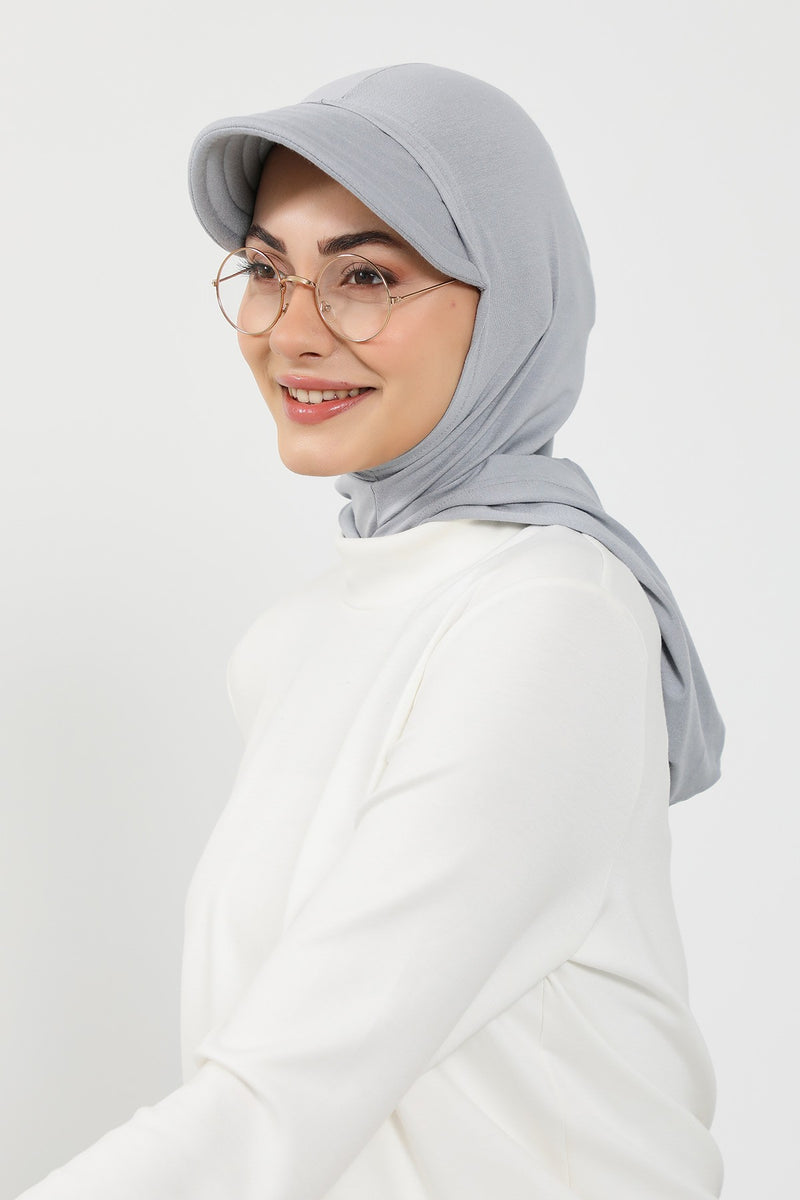 Full Coverage Cotton Bonnet Hijab with Visor, Ready to Wear Modest Visor Underscarf Bonnet with Neck Cover,B-88P