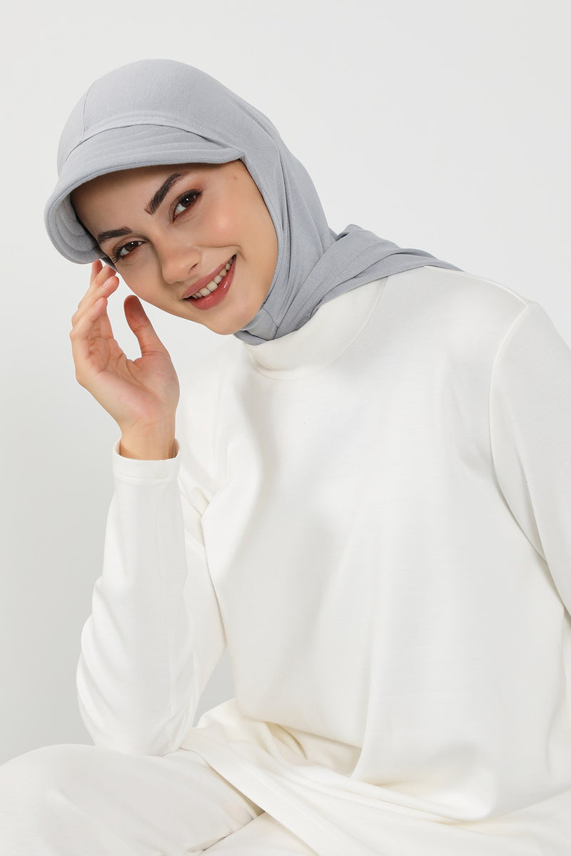 Full Coverage Cotton Bonnet Hijab with Visor, Ready to Wear Modest Visor Underscarf Bonnet with Neck Cover,B-88P